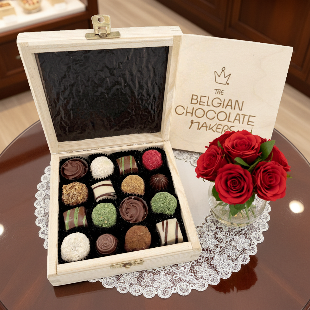 Wooden boxes of truffles