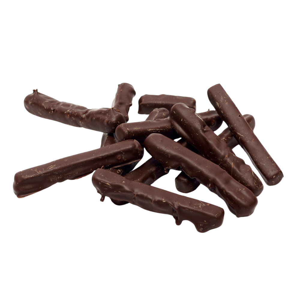 Kandierte Orangenschalen in Schokolade getaucht