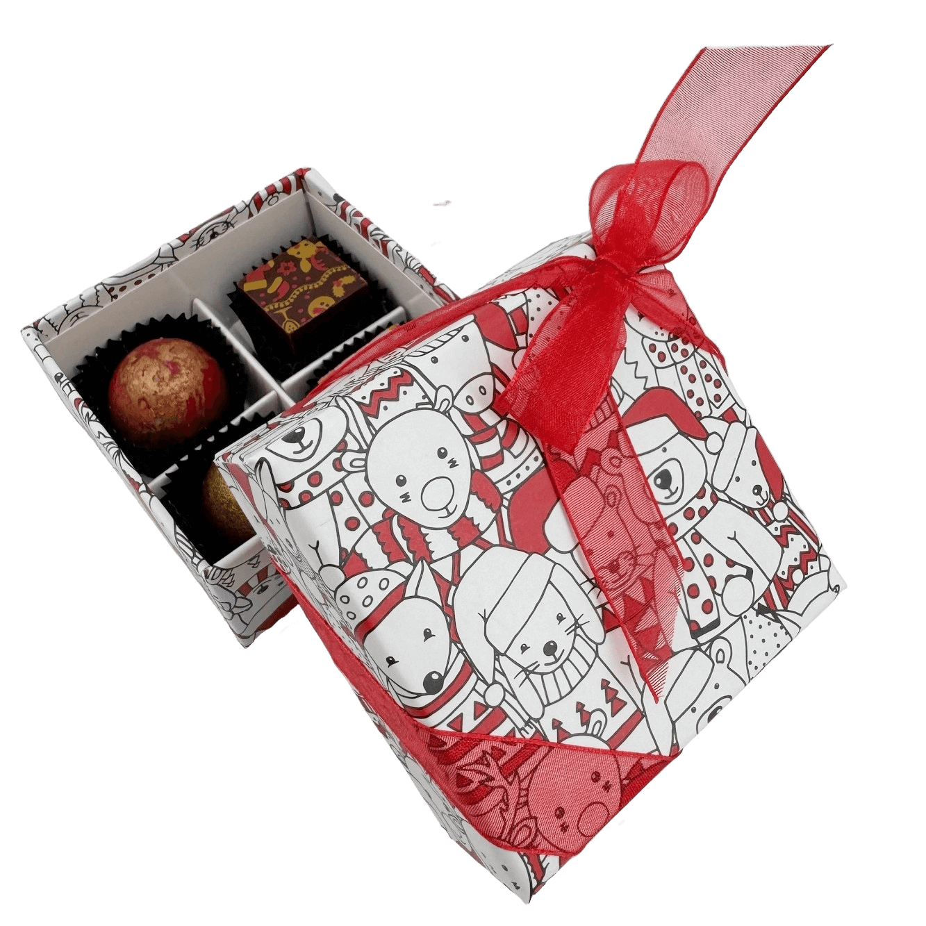 Weihnachtsbox 4 Pralinen 50g