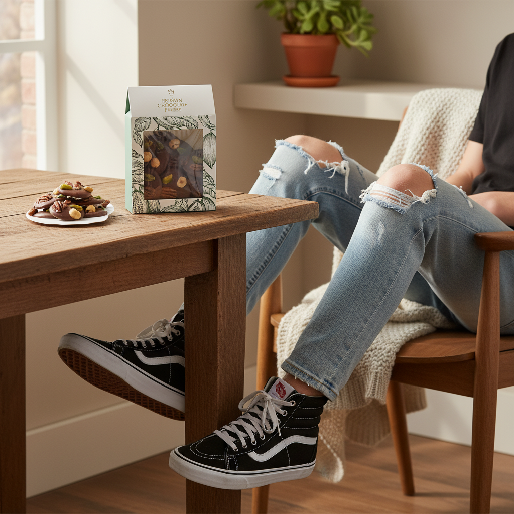 Vollmilchschokolade mit Pekannuss-, Pistazien-, Rosinen- und Haselnussstückchen