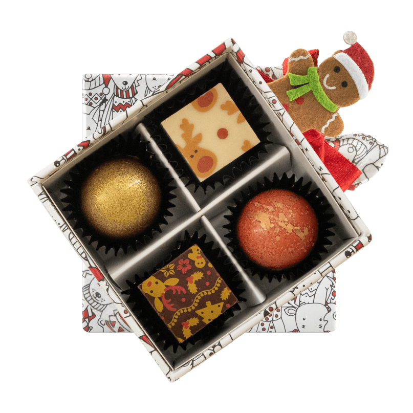 Weihnachtsbox 4 Pralinen 50g