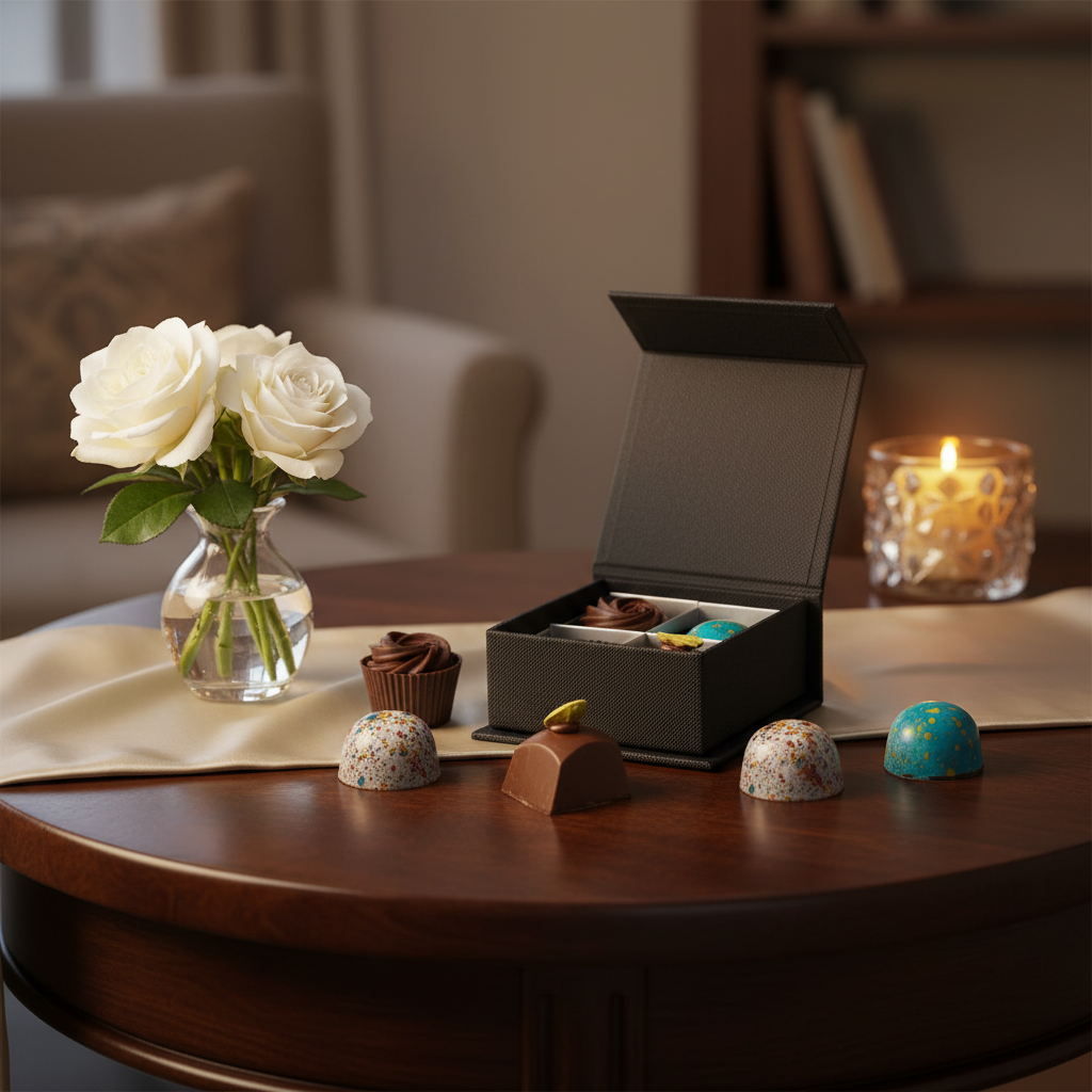 Luxus-Schachtel mit 4 Schokoladenpralinen