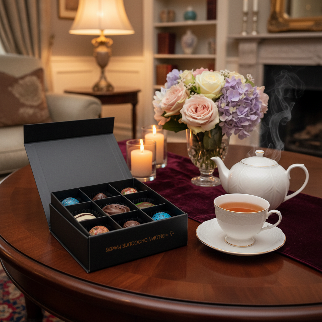 Luxus-Schachtel mit 9 Schokoladenpralinen 135g