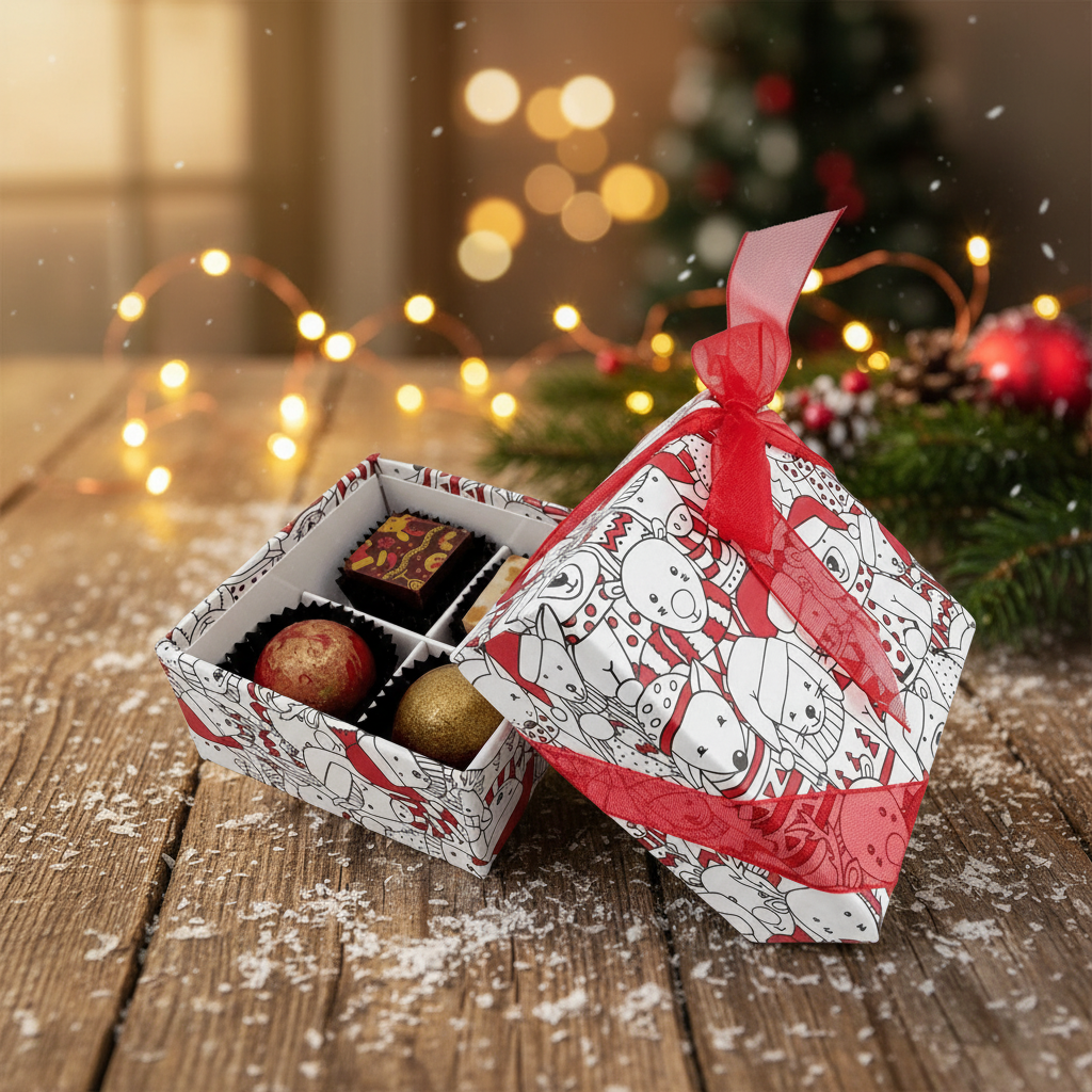 Weihnachtsbox 4 Pralinen 50g