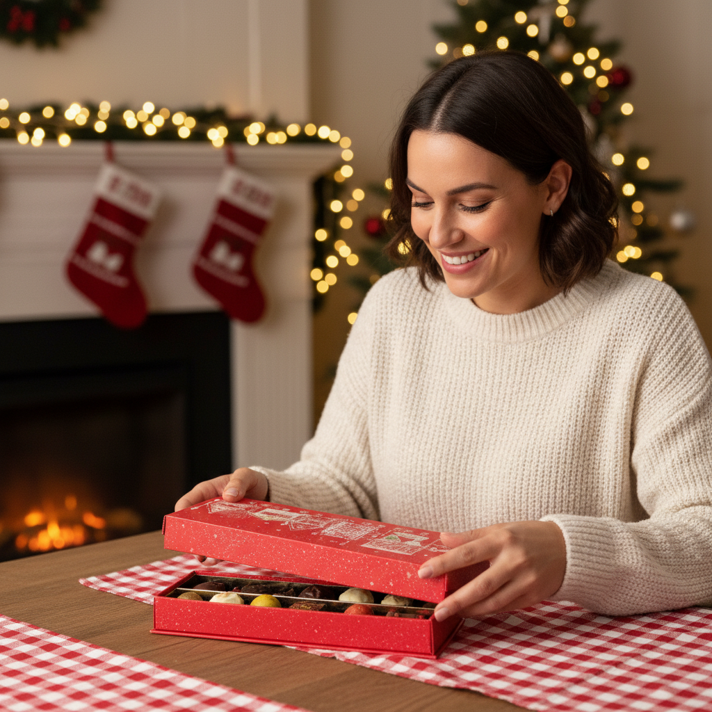 Weihnachtsdorf Schachtel 14 Pralinen und Trüffel 225g
