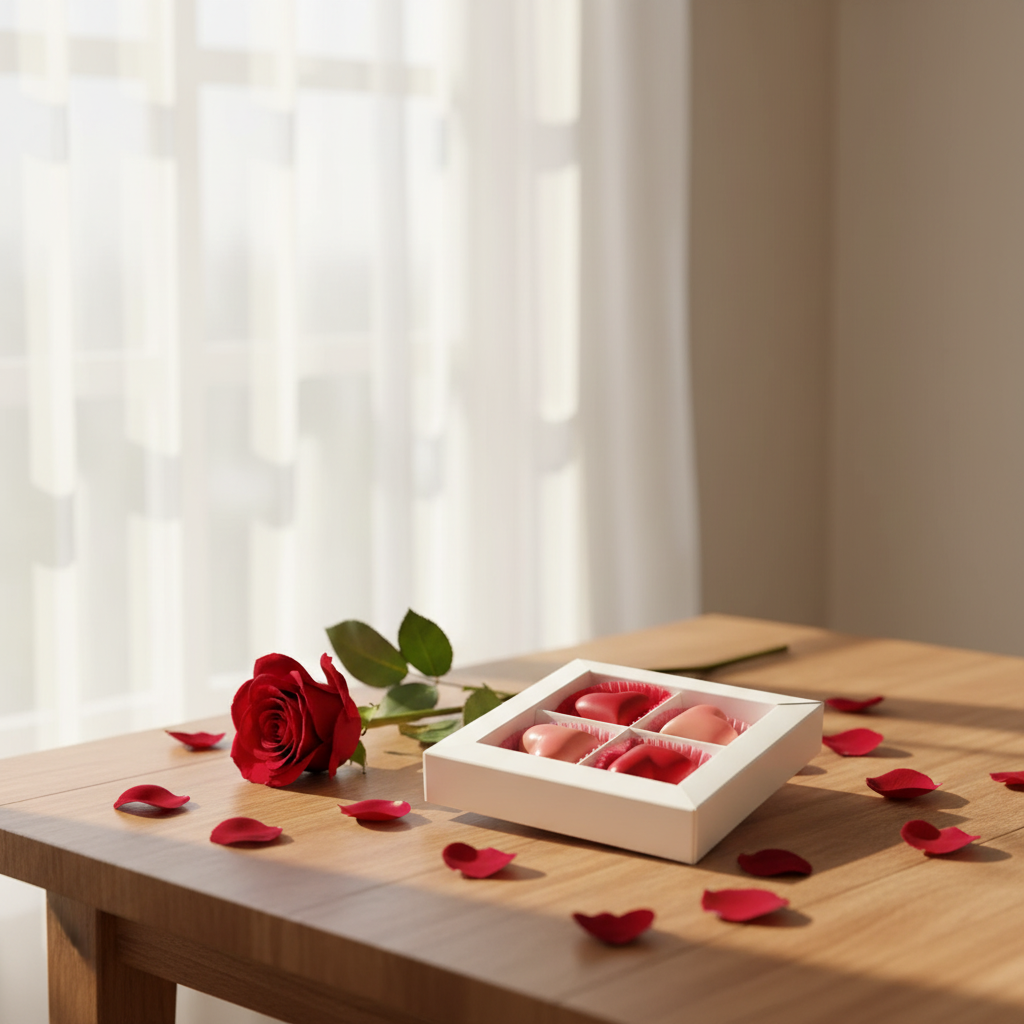 Liebe Schachtel mit 4 belgischen Pralinen 50g