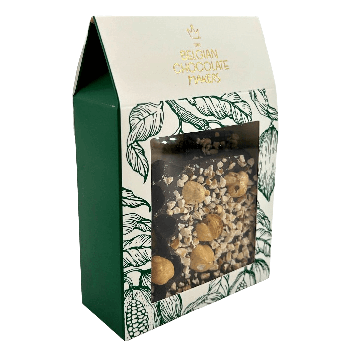 Riegel aus dunkler Schokolade mit Haselnuss