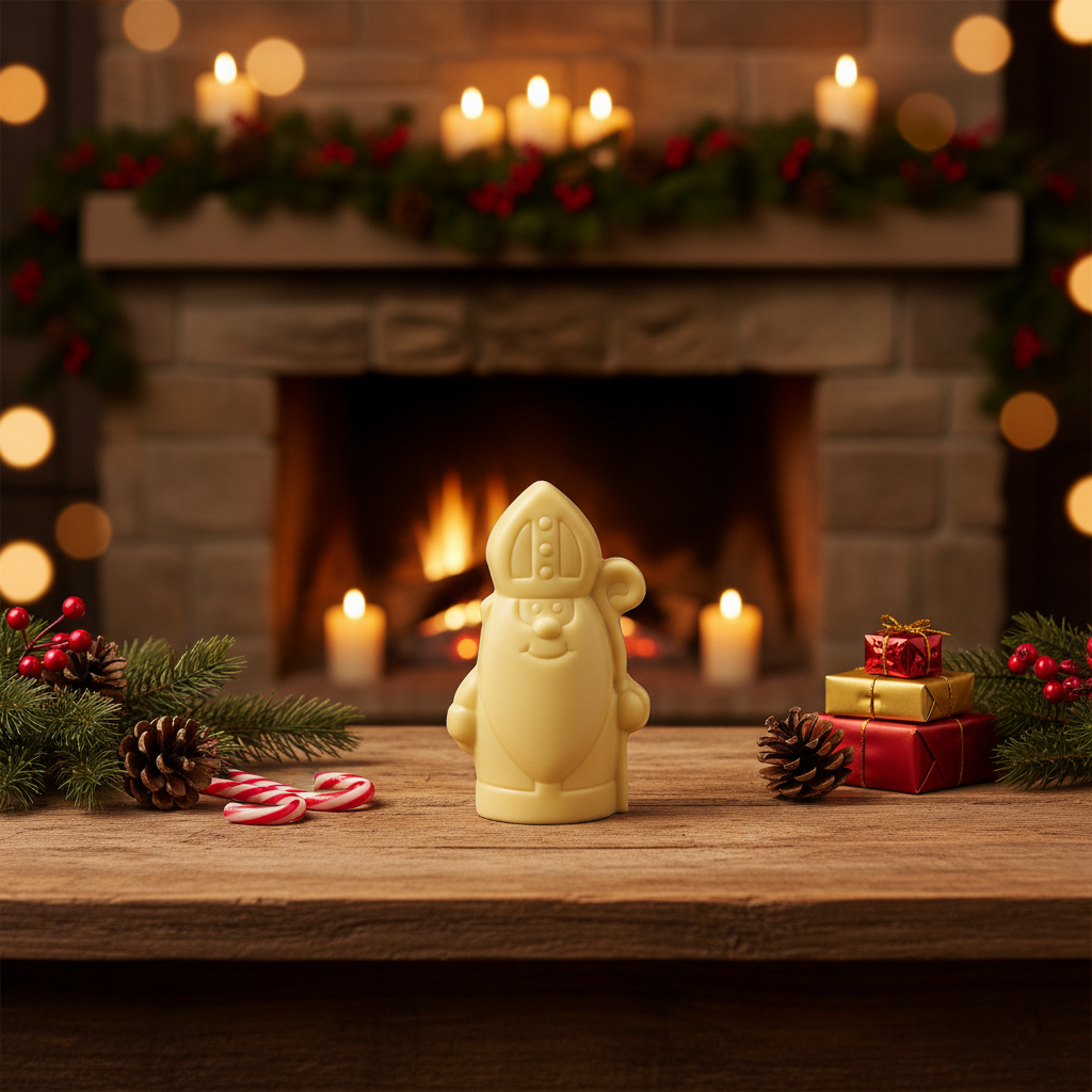 Weißer Schokoladen-Nikolaus mit Zepter 150g