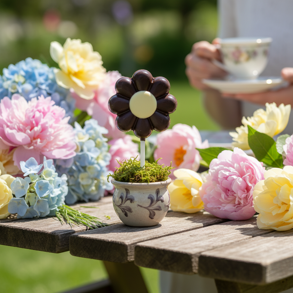 Dunkle Schokolade Lollipop Blume