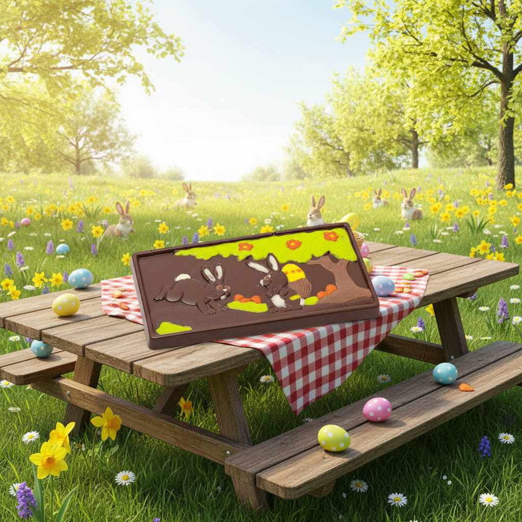 Ostertafel aus dunkler Schokolade 120g