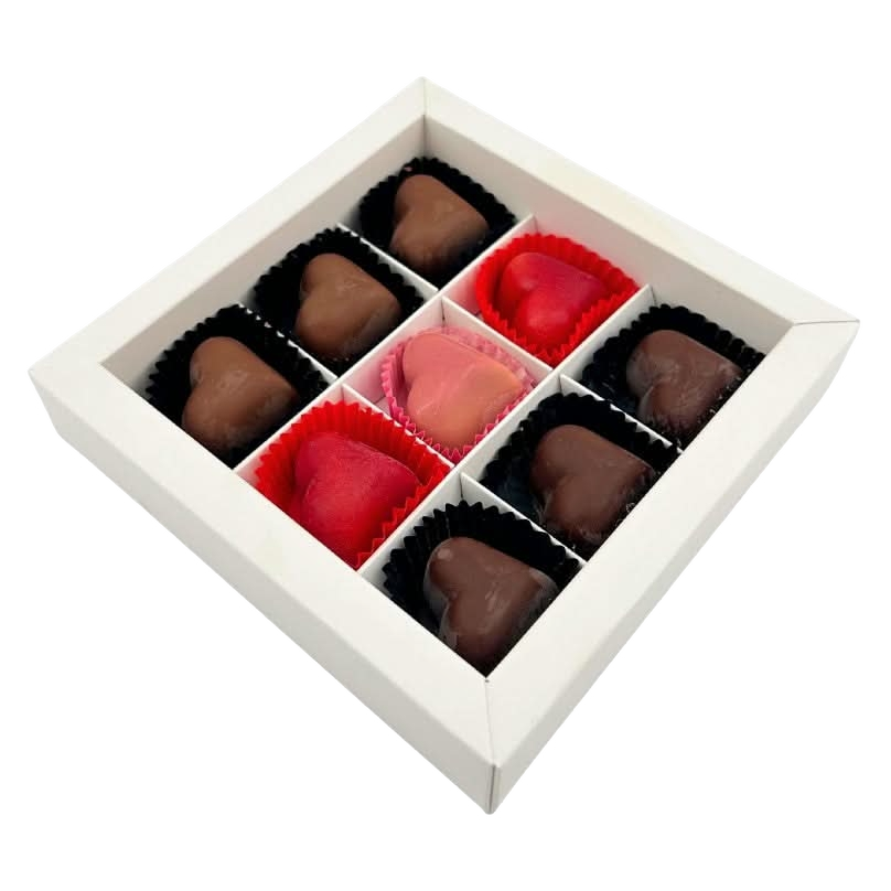 Liebe Schachtel mit 9 belgischen Pralinen 135g