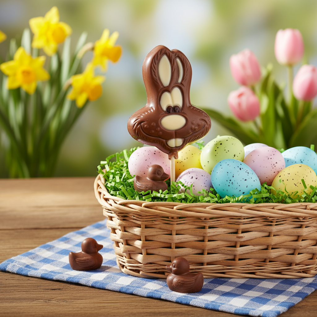 Vollmilchschokolade Hasengesicht-Lollipop