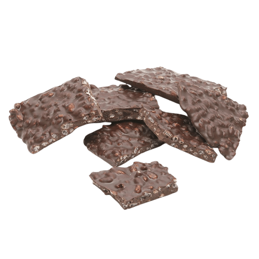 Riegel aus dunkler Schokolade mit Puffreis