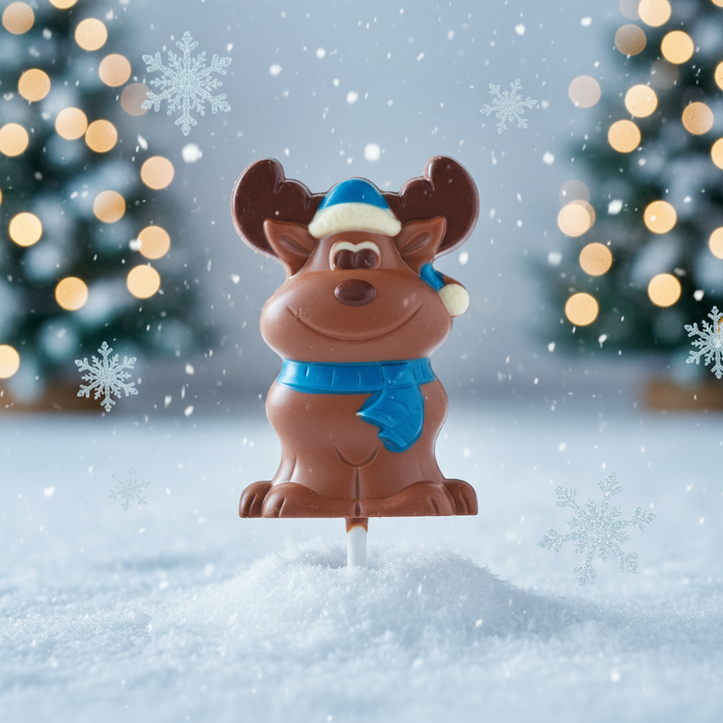 Vollmilchschokolade Winter Rentier Lutscher 20g