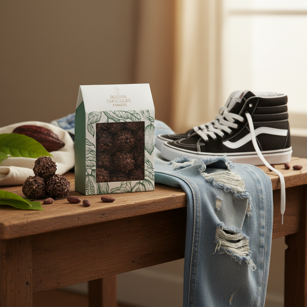 Beutel mit belgischen Trüffeln mit Kakaonibsüberzug