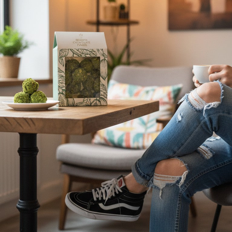 Beutel belgische Trüffel mit Pistazienüberzug 160g