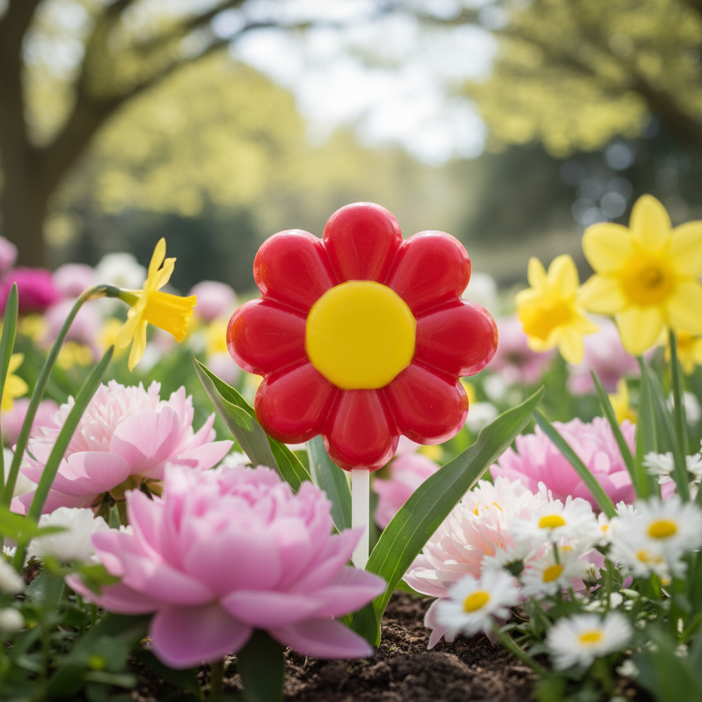 Schokoladenlutscher rote Blume