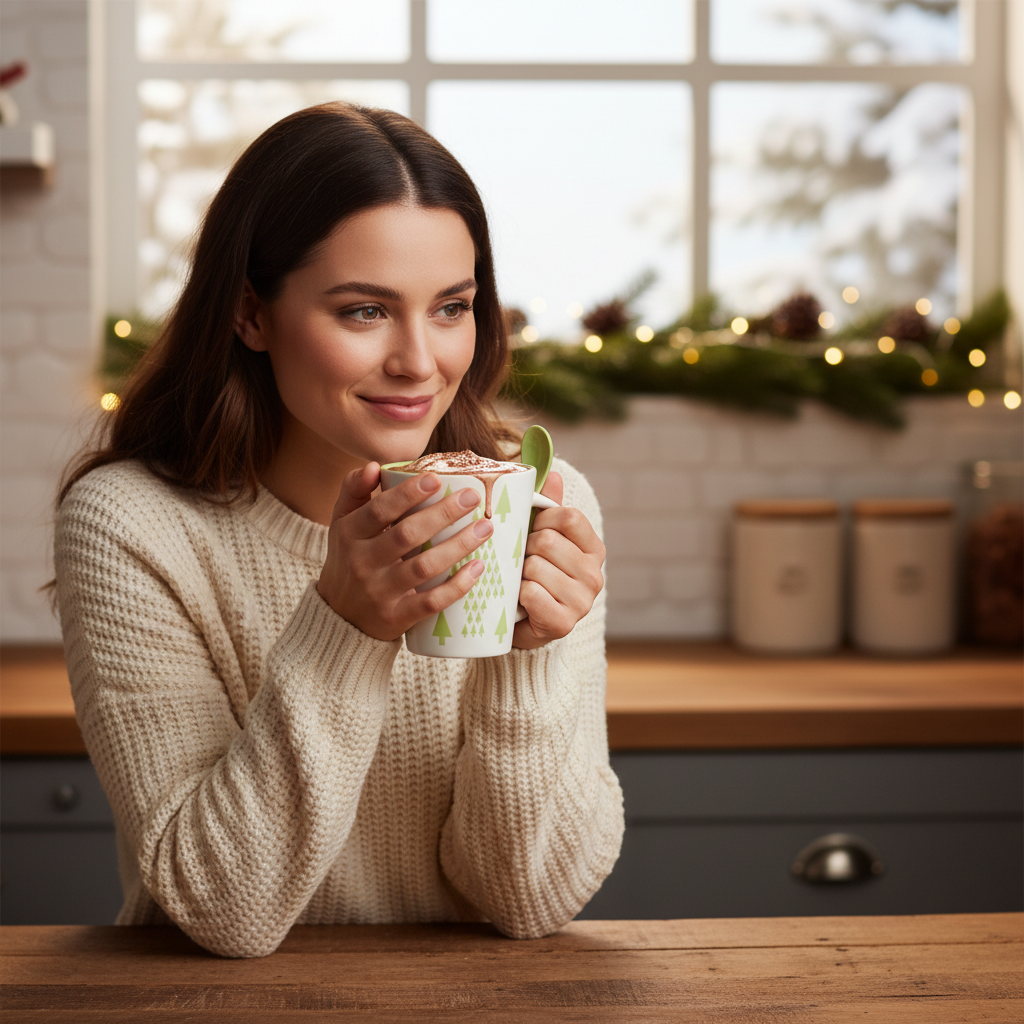 Heiße dunkle Schokolade in Tasse (grüner Baum) 200 Grs