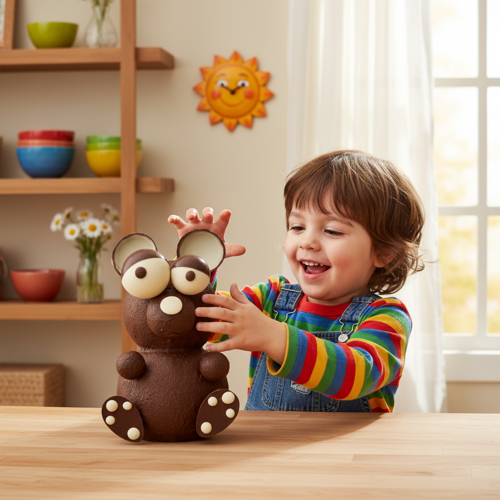 Bär aus dunkler Schokolade 3D