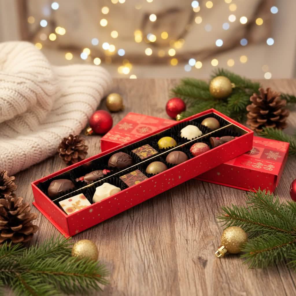 Weihnachten 14 Pralinen und Trüffel Schachtel ho-ho-ho 225g