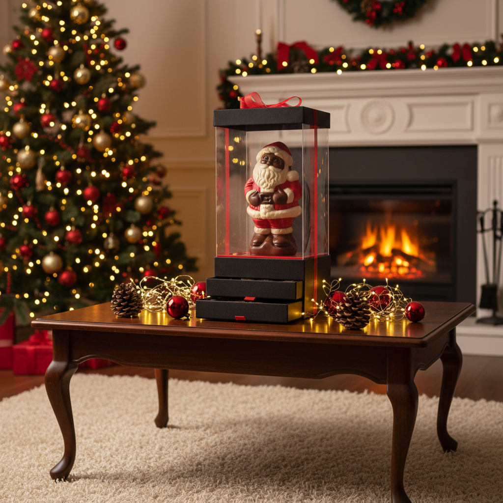 Skyline-Weihnachtsmann mit Pralinen