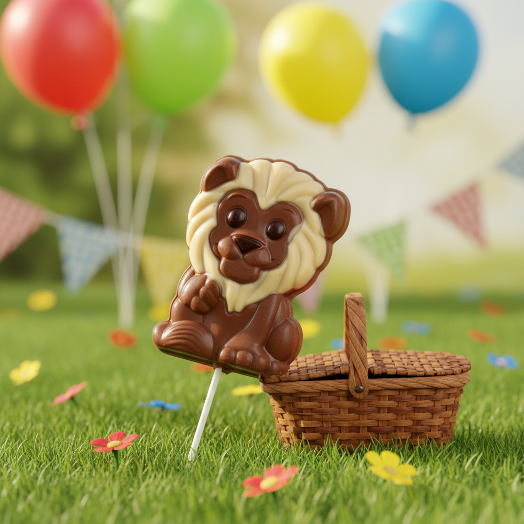 Vollmilchschokolade mit weißer Löwenmähne Lutscher 25g