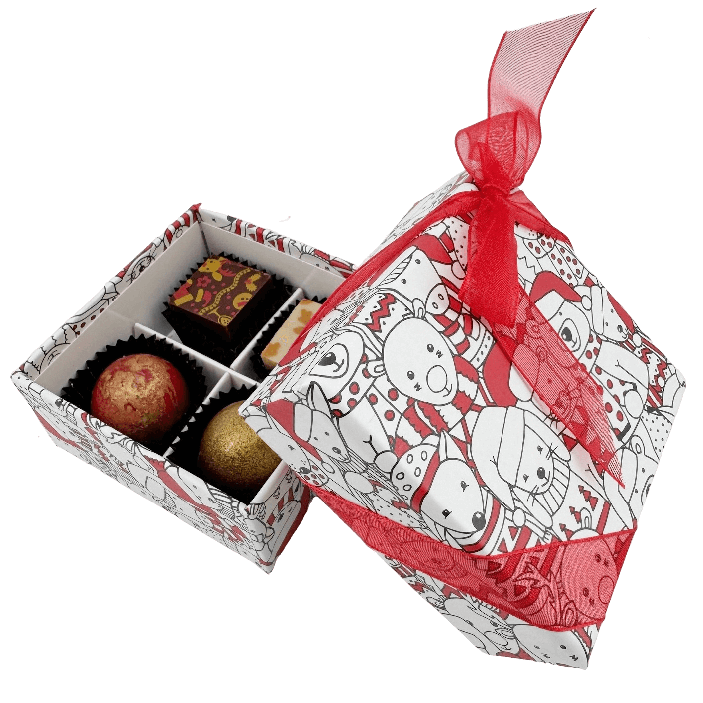 Weihnachtsbox 4 Pralinen 50g