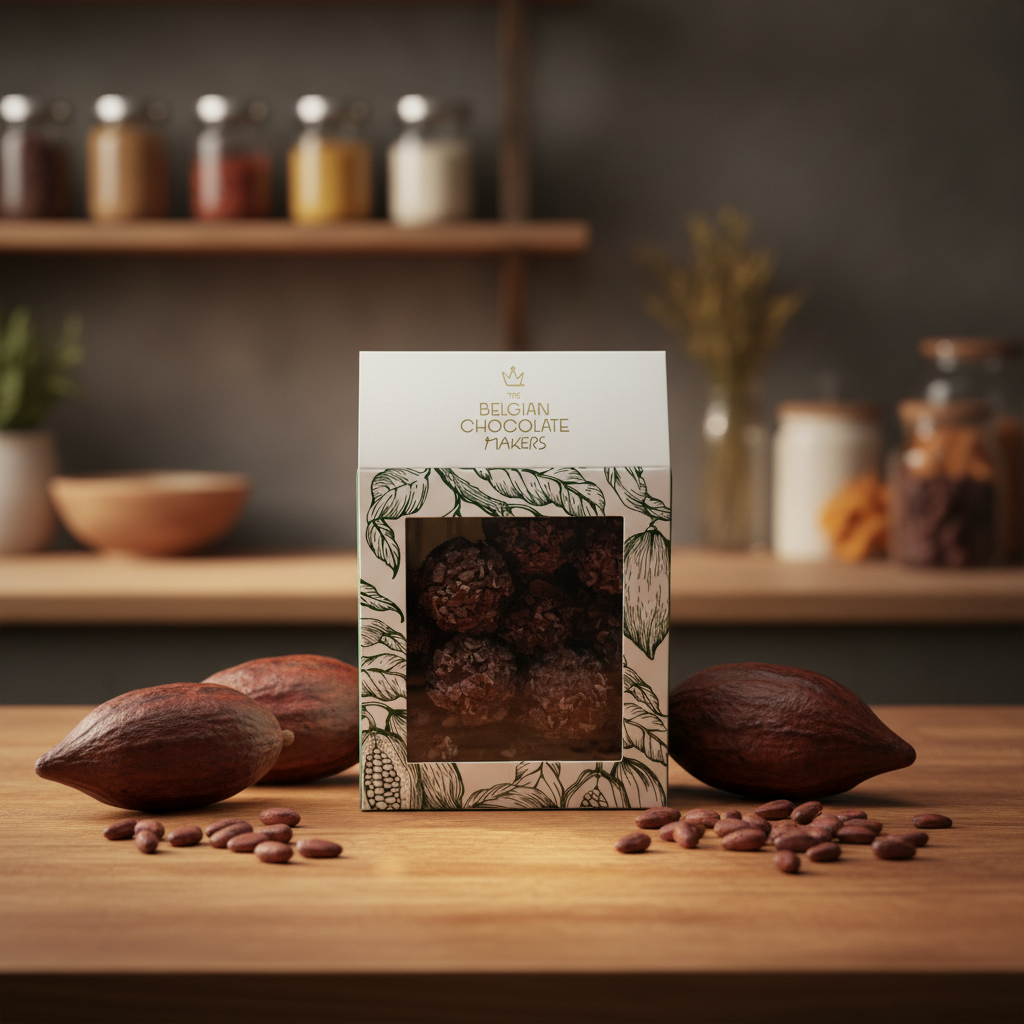 Beutel mit belgischen Trüffeln mit Kakaonibsüberzug