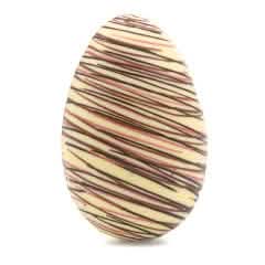 Easter egg with chocolate stripes with 5 eggs inside (white) 220 Grs - The Belgian Chocolate Makers